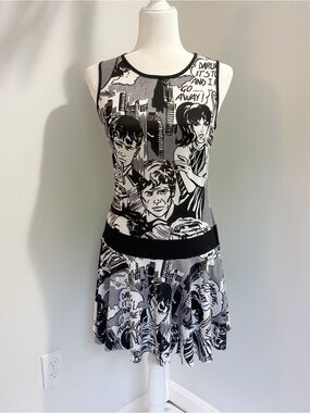 Just In Time Rare 90s Y2K Roy Lichtenstein Comic Style Skater Dress Size Medium